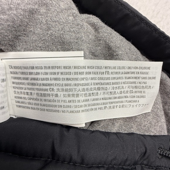 ABERCROMBIE FITCH Quilted Puffer Vest Black Removable‎ Faux Fur Hood Womens XL - Picture 12 of 12